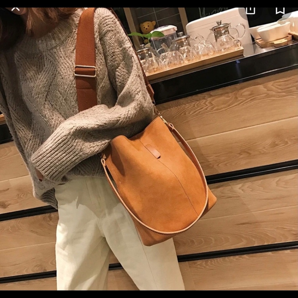 Pango suede faux leather bucket bag